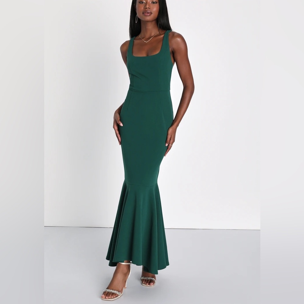 Lulu's Emerald Green Trumpet Maxi Dress
